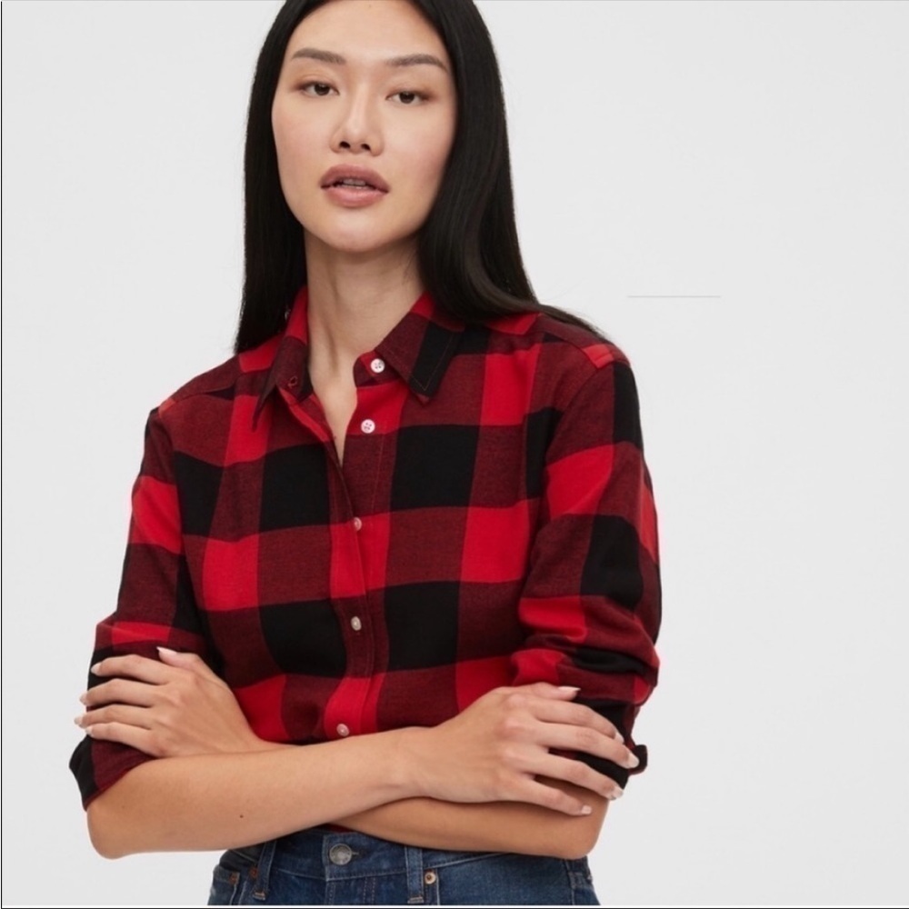 GAP Lumberjack Red and Black Lightweight Flannel Shirt